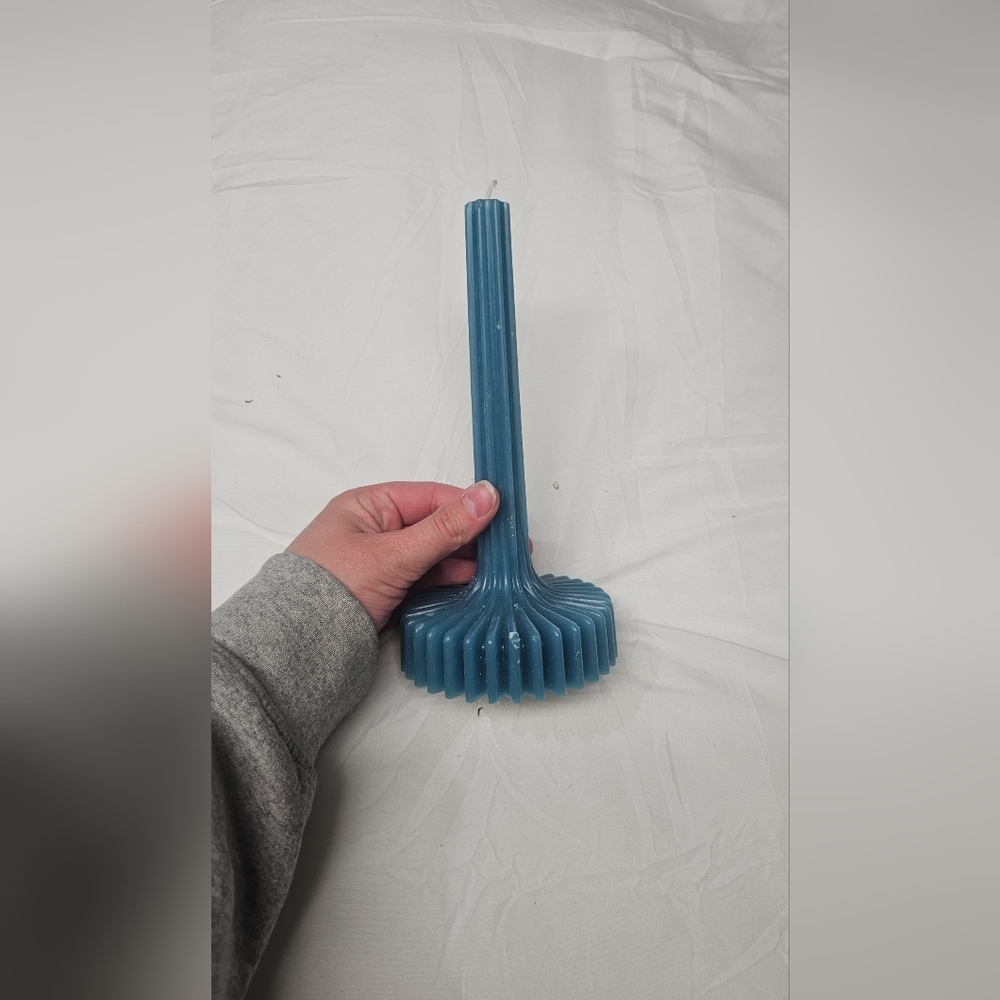 Blue Textured Glass Candlestick